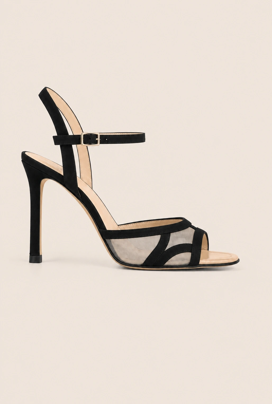 Giulia – sandalias negras con detalles de malla