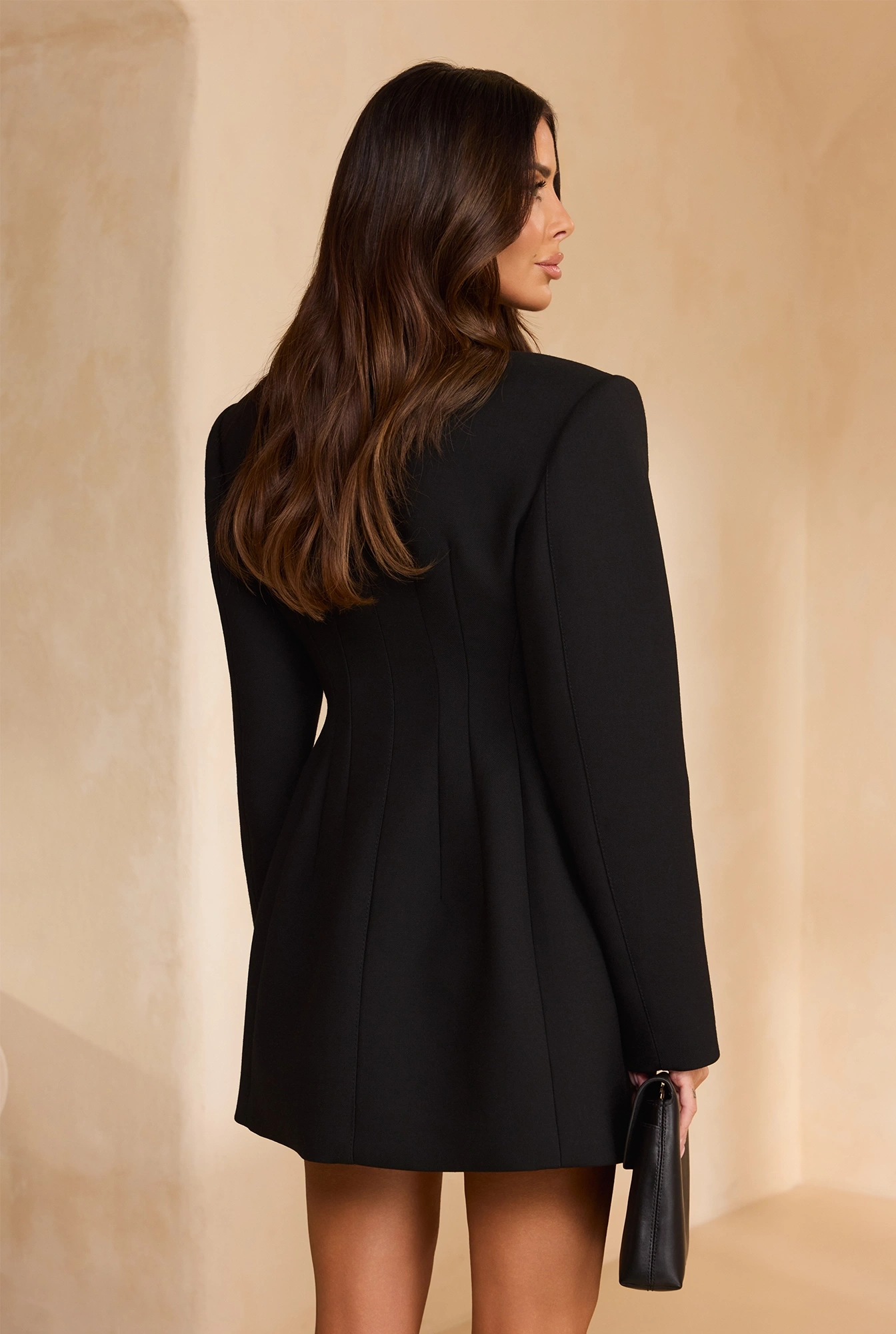 Sorrento – vestido mini blazer negro con mezcla de lana