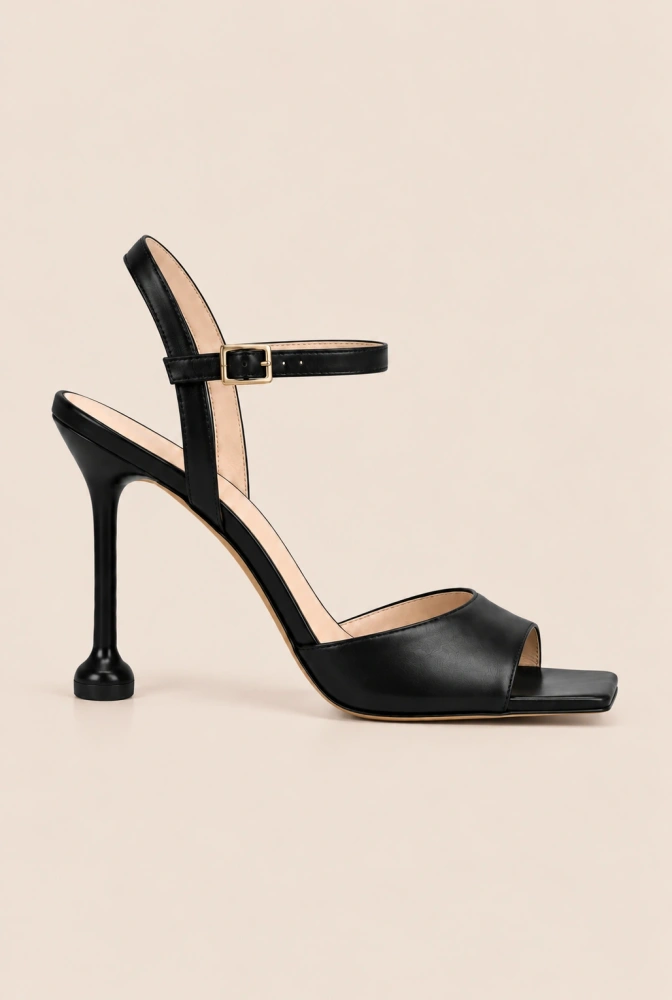 Checca – sandalias negras de tacón estrecho